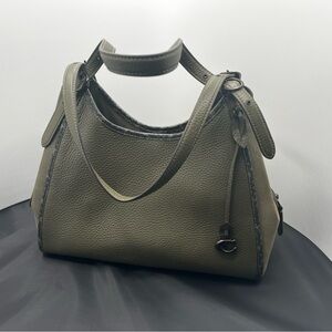 Coach Lori Suede Pebbled Leather Shoulder Bag Army Green C5266 New without tags